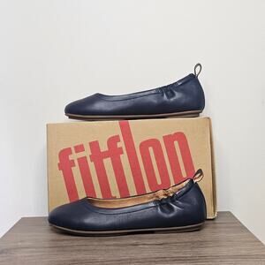 Fitflop New Women's Allegro Leather Ballerina Flats Size 7.5  Navy NWT